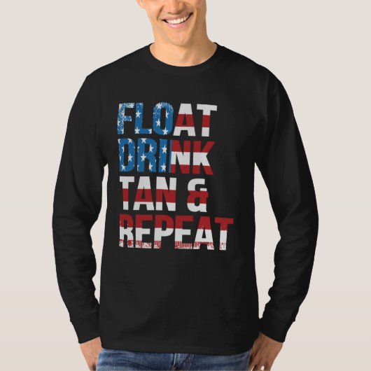 Float Drink Tan Repeat Summer Beach Vacation Vinta T-shirt (Voorkant)