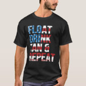 Float Drink Tan Repeat Summer Beach Vacation Vinta T-shirt (Voorkant)