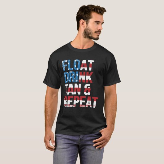 Float Drink Tan Repeat Summer Beach Vacation Vinta T-shirt (Voorkant volledig)