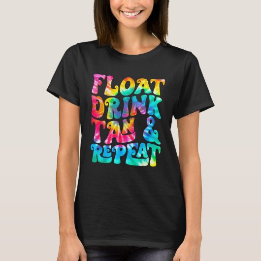 Float Drink Tan & Repeat Summer Vacation Beach Swi T-shirt (Voorkant)