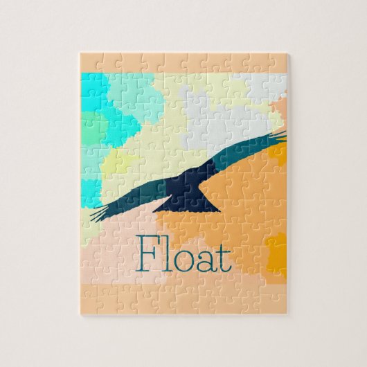 "Float" Een gestileerde vogel zweeft over aquarel Legpuzzel (Verticaal)