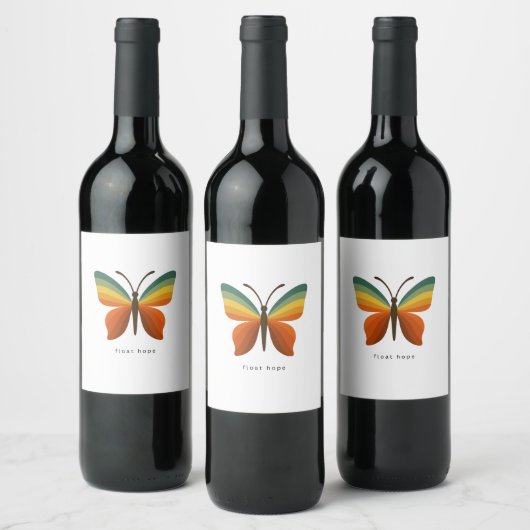 Float Hope Rainbow Butterfly Food & Beverage Label Wijn Etiket (Flessen)