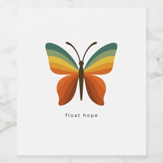 Float Hope Rainbow Butterfly Food & Beverage Label Wijn Etiket (Enkel label)