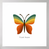 Float Hope Retro Rainbow Butterfly 12x12 Poster (Voorkant)