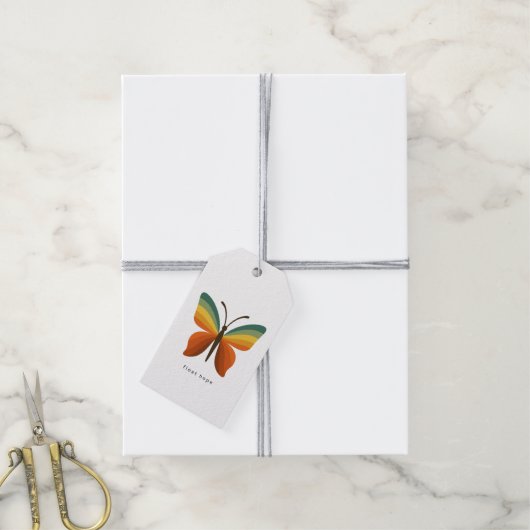 Float Hope Retro Regenboog Vlindercadeautags Cadeaulabel (Met Touw)