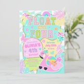 Float in vier varsity preppy meisje 4e verjaardag kaart (Staand voorkant)