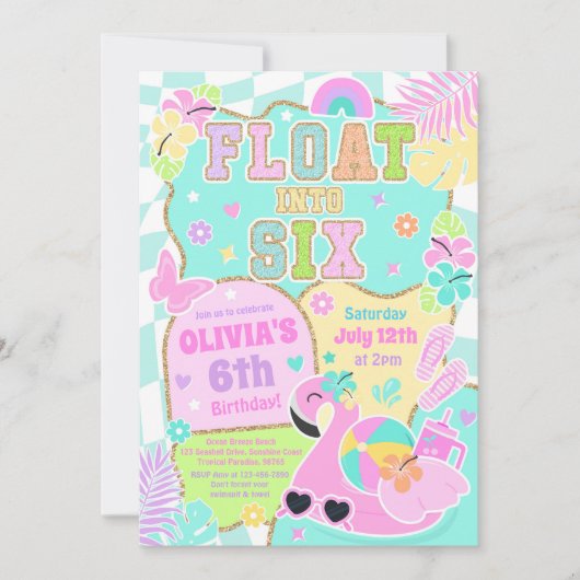 Float in zes varsity preppy meisje 6e verjaardag kaart (Voorkant)