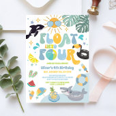 Float Into Four Pool Party Summer 4th Birthday  Kaart