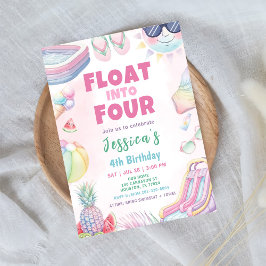 Float Into Four - Summer Girl Birthday Party Kaart