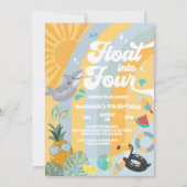 Float Into Four Tropical Summer 4th Birthday Kaart (Voorkant)