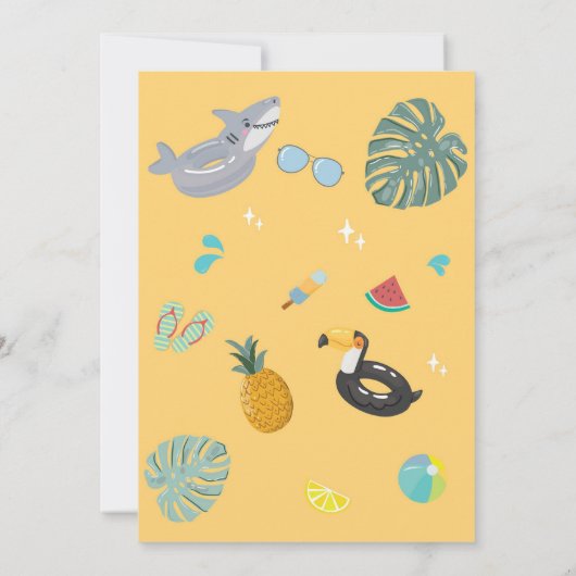Float Into Four Tropical Summer 4th Birthday Kaart (Achterkant)