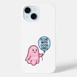 Float met goede vibes schattig boek ontwerp iPhone 15 case