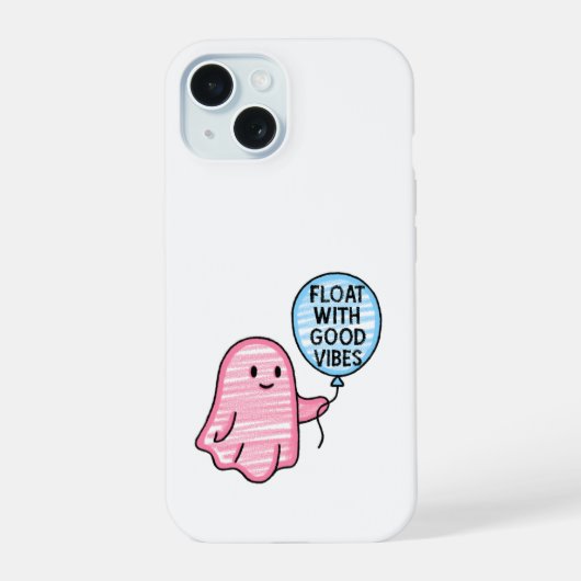 Float met goede vibes schattig boek ontwerp iPhone 15 case (Achterkant)