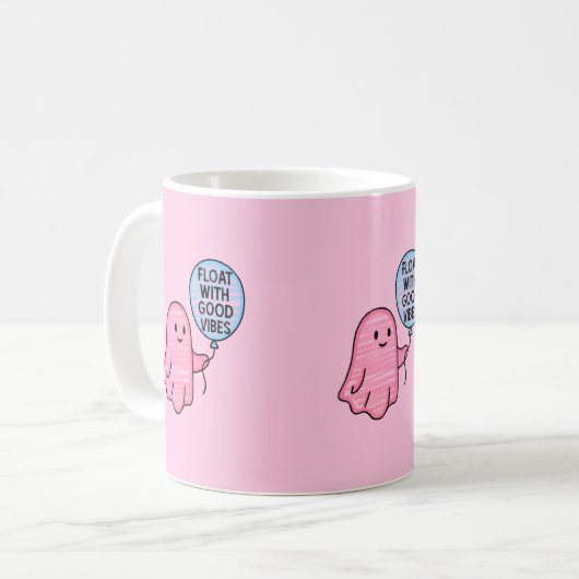 Float met goede vibes schattig boek ontwerp koffiemok (Voorkant links)