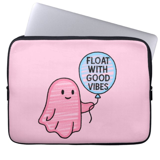 Float met goede vibes schattig boek ontwerp laptop sleeve (Voorkant)