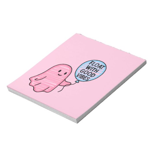 Float met goede vibes schattig boek ontwerp notitieblok (Linkerzijde)