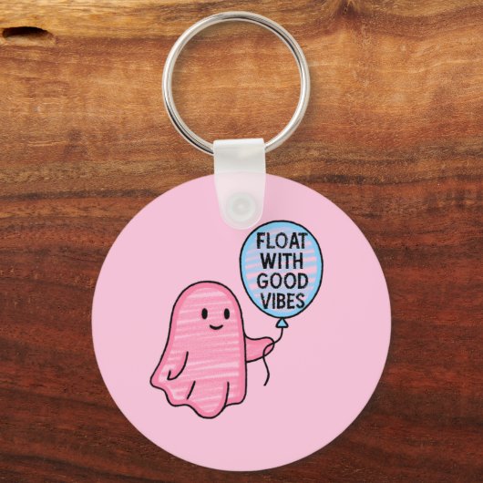 Float met goede vibes schattig boek ontwerp sleutelhanger (Voorkant)