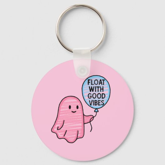 Float met goede vibes schattig boek ontwerp sleutelhanger (Achterkant)