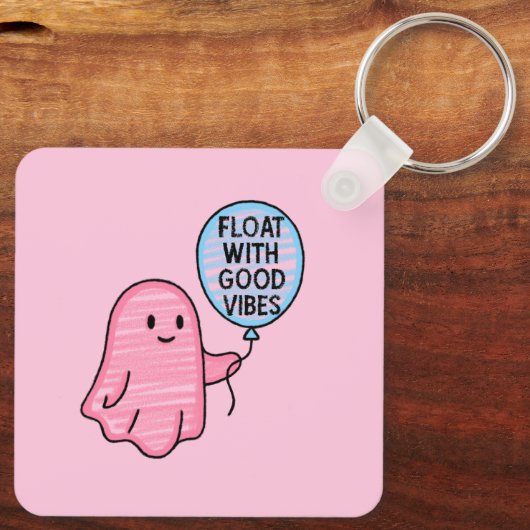 Float met goede vibes schattig boek ontwerp sleutelhanger (Achterkant)