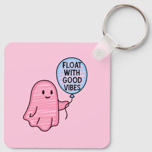 Float met goede vibes schattig boek ontwerp sleutelhanger (Achterkant)
