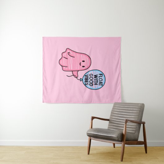 Float met goede vibes schattig boek ontwerp wandkleed (In Situ (horizontaal))