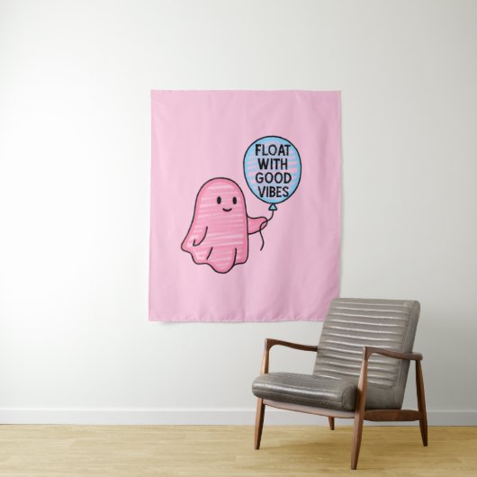 Float met goede vibes schattig boek ontwerp wandkleed (In situ)