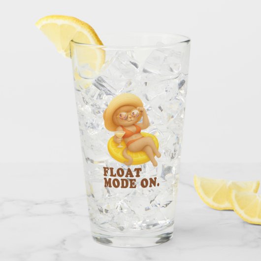Float Mode Aan: Zomerkat Citroen Zwembadfeest Kuns Glas (Voorkant ijs)
