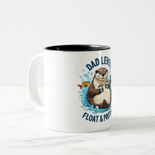 Float & Protect – Otter Dad Funny Tweekleurige Koffiemok (Voorkant links)