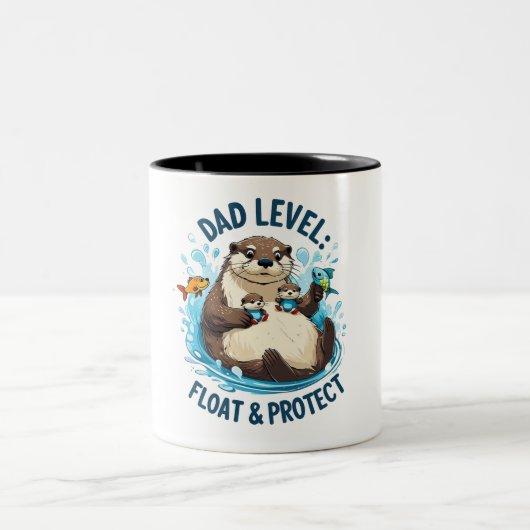 Float & Protect – Otter Dad Funny Tweekleurige Koffiemok (Center)