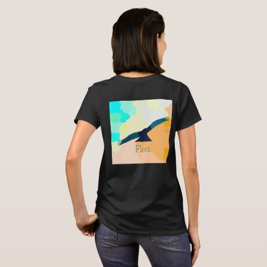 "Float" Tranquil afbeelding van stijgende vogelsil T-shirt (Achterkant volledig)