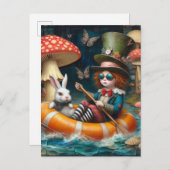 Float Trip Alice White Rabbit encaustic collage Briefkaart (Voorkant / Achterkant)