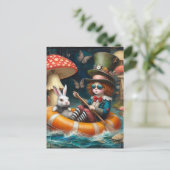 Float Trip Alice White Rabbit encaustic collage Briefkaart (Staand voorkant)
