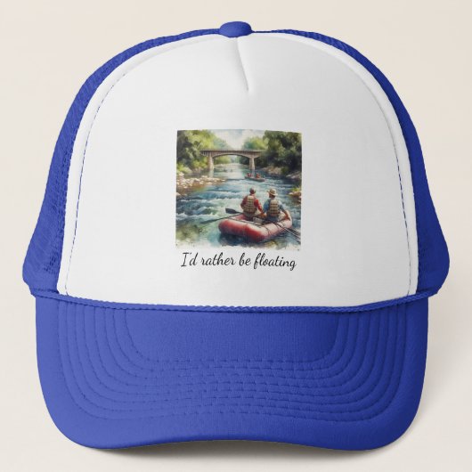 Float Trip Avontuur Blauwe Trucker Hoed Pet (Voorkant)