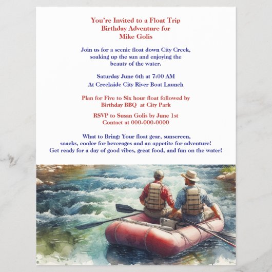 Float Trip Verjaardag Adventure Flyer (Voorkant)