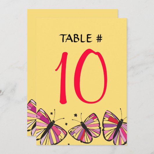 FLOATBUTTERFLY Bat Mitzvah Table Seating Kaart (Voorkant / Achterkant)