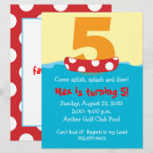 Floatie Five Birthday Invite Kaart (Voorkant / Achterkant)