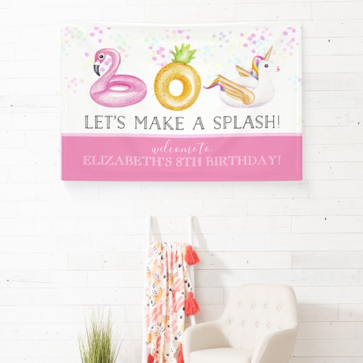 Floatie Pool Party Birthday Banner (Insitu)