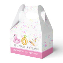 Floatie Pool Party Birthday Favor Box