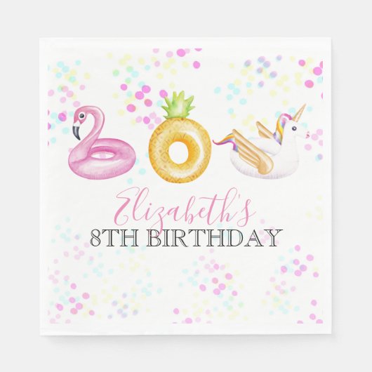 Floatie Pool Party of Birthday Paper Napkins Servet (Voorkant)
