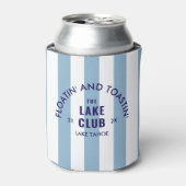 Floatin' and Toastin' The Lake Club Blue Stripe is Blikjeskoeler (Blikje Voorkant)