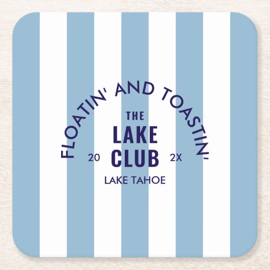 Floatin' and Toastin' The Lake Club Blue Stripe is Kartonnen Onderzetters (Voorkant)