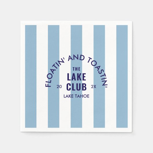 Floatin' and Toastin' The Lake Club Blue Stripe is Servet (Voorkant)
