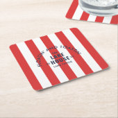 Floatin' and Toastin' The Lake House Red Stripe is Kartonnen Onderzetters (Schuin)