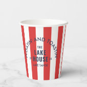 Floatin' and Toastin' The Lake House Red Stripe is Papieren Bekers (Achterkant)