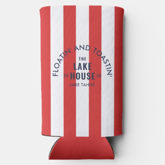 Floatin' and Toastin' The Lake House Red Stripe is Seltzer Blikjeskoeler (Achterkant)