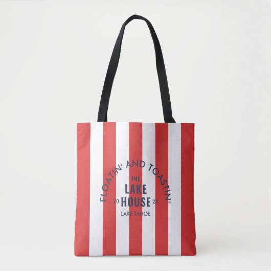 Floatin' and Toastin' The Lake House Red Stripe is Tote Bag (Voorkant)