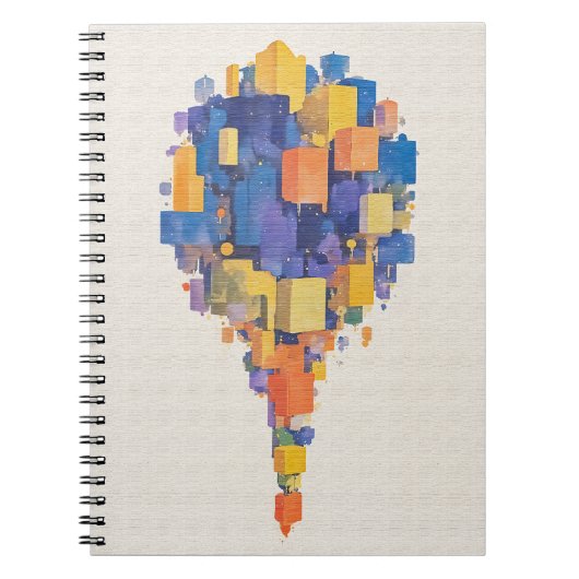 Floating Abstract City Cubes Watercolor Geometric Notitieboek (Voorkant)