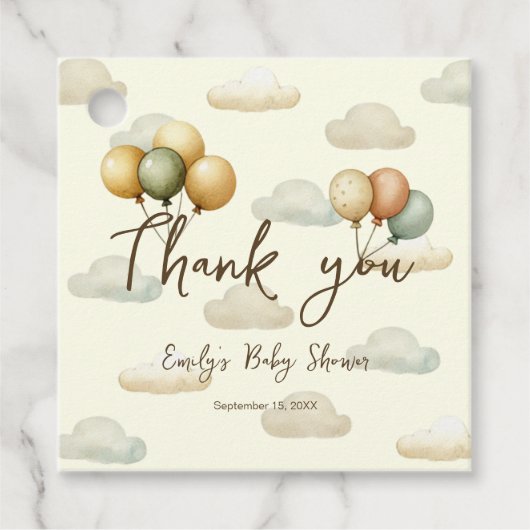 Floating Balloons Adventures Bedankt Geel Bedankjes Labels (Voorkant)