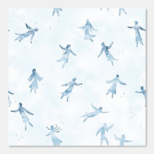 Floating Blue Watercolor Figures Behang (Voorkant)