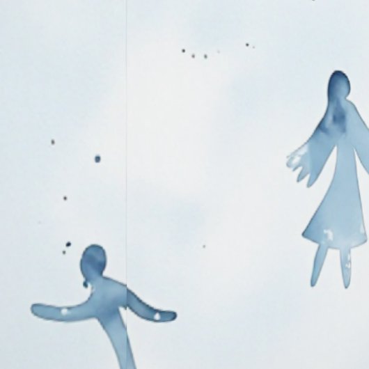 Floating Blue Watercolor Figures Behang (Zoom)